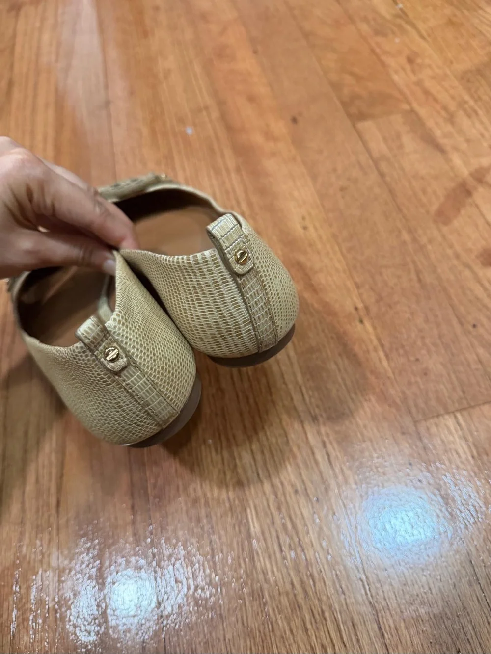 Tory Burch Beige Raffia Logo Ballet Flats